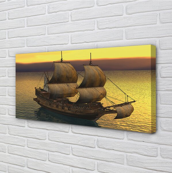 Tablouri canvas cer galben navă de mare