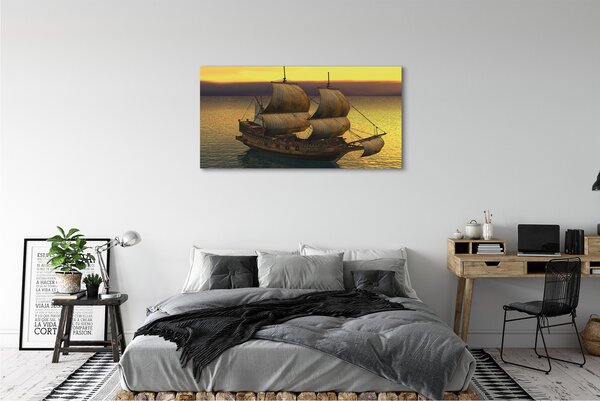 Tablouri canvas cer galben navă de mare