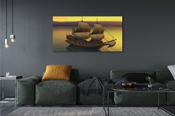 Tablouri canvas cer galben navă de mare