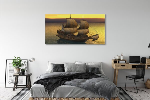 Tablouri canvas cer galben navă de mare