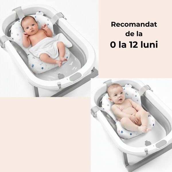 Pernuta suport bebe pentru baie tip hamac Kidizi Luma, model ergonomic, ajustabil, 0-12 luni