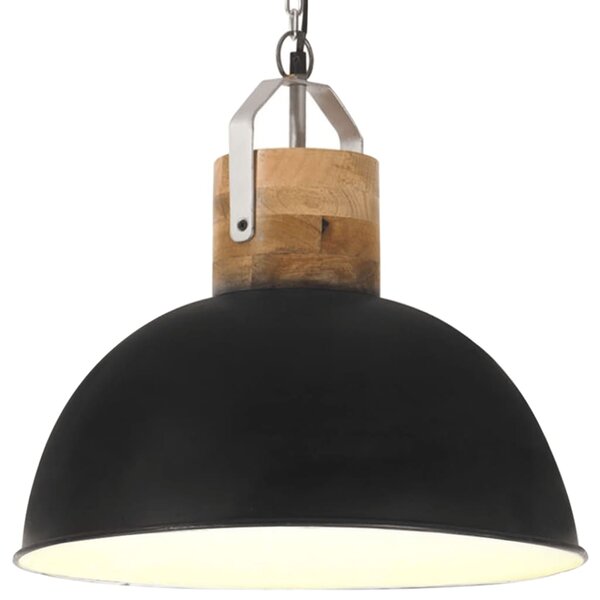 Lampă suspendată industrială, negru, 42 cm, mango, E27, rotund