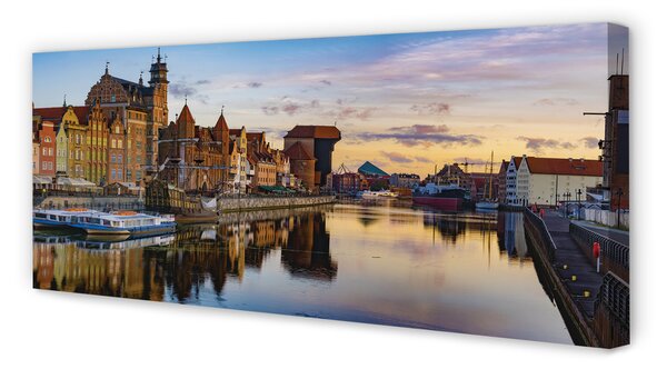 Tablouri canvas Portul din Gdańsk râu răsărit de soare