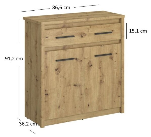 Comodă Andra 2D1S (Stejar artisan). Promo -6%. 1052742