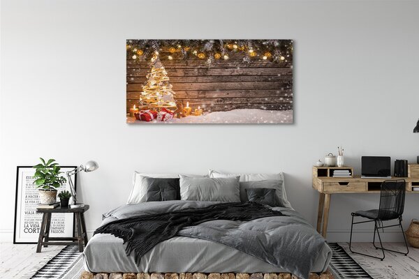 Tablouri canvas Crăciun decorare copac zăpadă