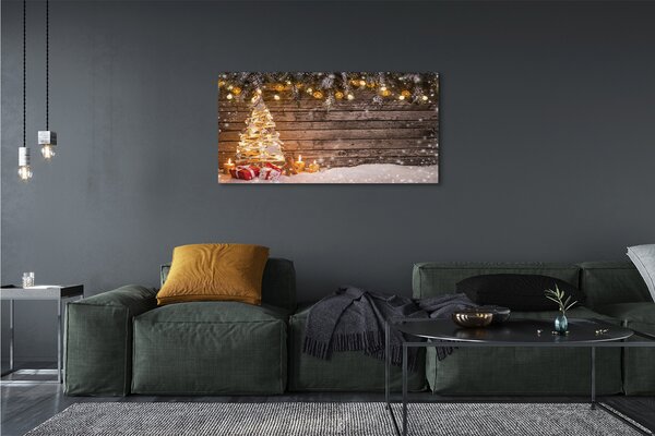 Tablouri canvas Crăciun decorare copac zăpadă