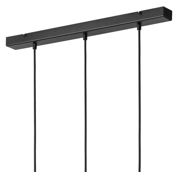 Lamkur Lampă suspendată Markus, sticlă opală/lemn de stejar, lungime 60 cm 3 becuri., reglabil, Alb, Camera de zi / sufragerie, Sticlă, Scandinavă