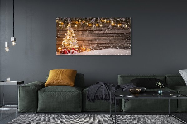 Tablouri canvas Crăciun decorare copac zăpadă