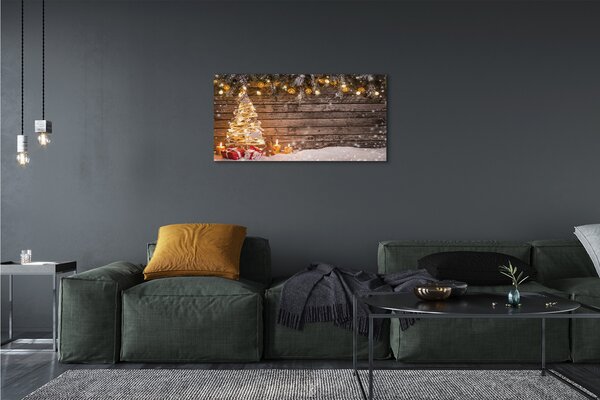 Tablouri canvas Crăciun decorare copac zăpadă