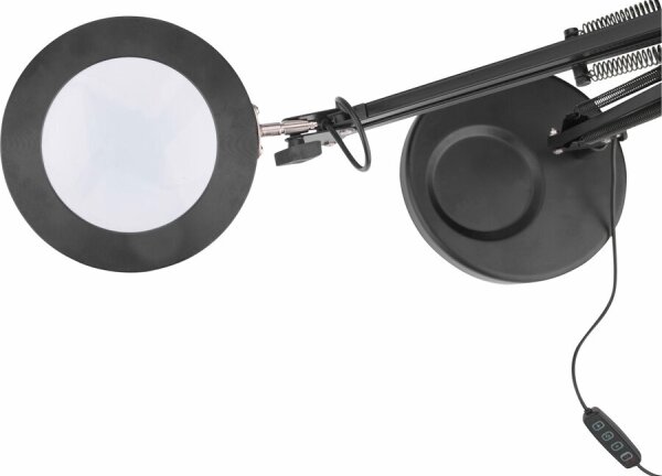 Lampă LED dimabilă de masă cu lupă Extol LED/8W/5V 2900/4500/7500K negru