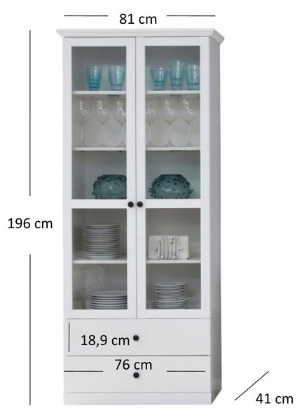 Vitrină Brendon 2W2S (alb). 1052786