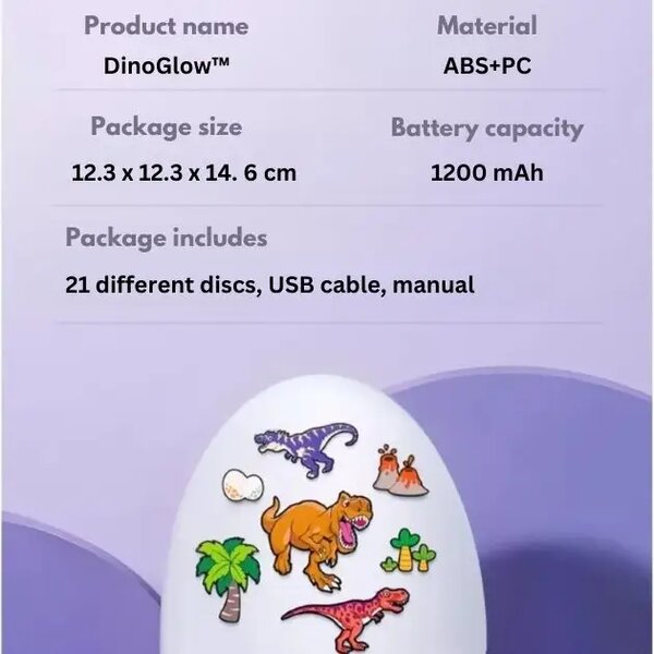 Dinoglow™ Proiector Led Pentru Ouă De Dinozaur Cu 21 De Teme
