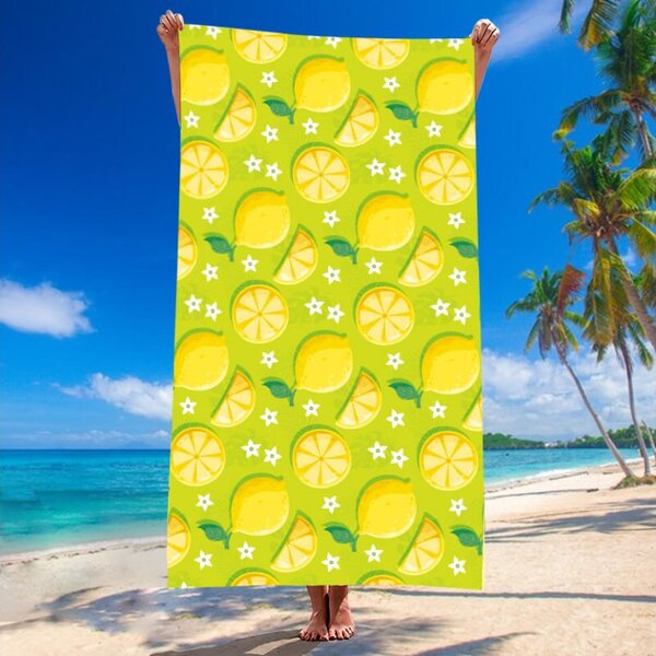 Set de plaja LEMONS – prosop 100×180 cm si poncho 80×145 cm, verde