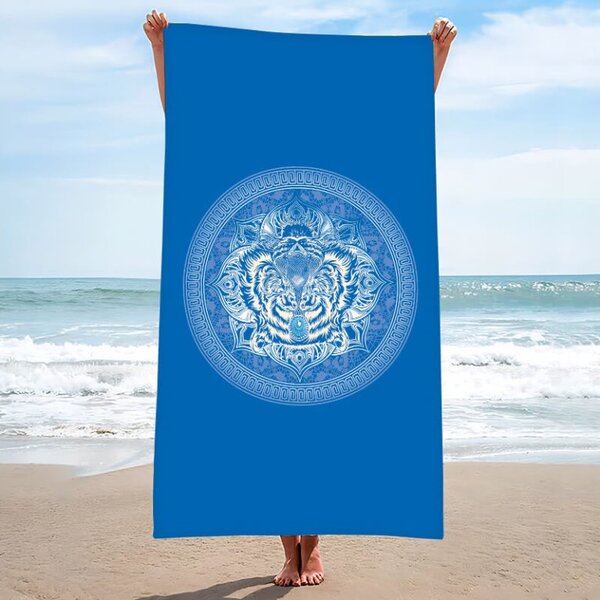 Set de plaja TIGER – prosop 100×180 cm si poncho 80×145 cm, albastru