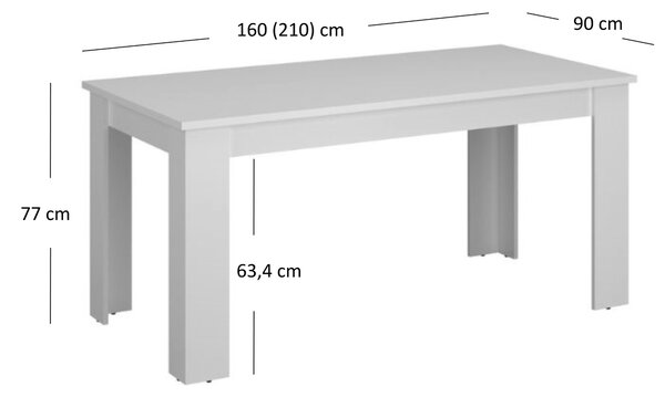 Masă de sufragerie extensibilă (pentru 6 8 persoane) Mebel Bos Ethan (alb). 1052913