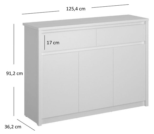 Comodă Ethan 3D2S (alb). 1052909