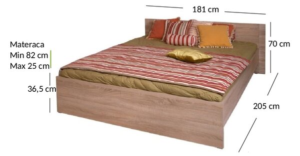 Pat matrimonial 160 cm Gwenn (Stejar sonoma) (fără saltea și somieră). 1052935