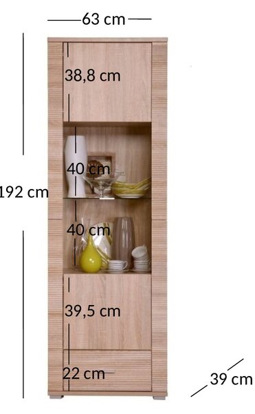Vitrină Gwenn 1W1S (Stejar sonoma). 1052922