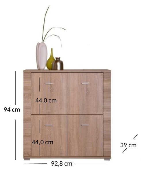 Comodă Gwenn 4D (Stejar sonoma). Promo -6%. 1052927