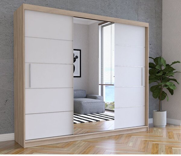 Dulap cu uși glisante și oglindă Alba (250 cm)