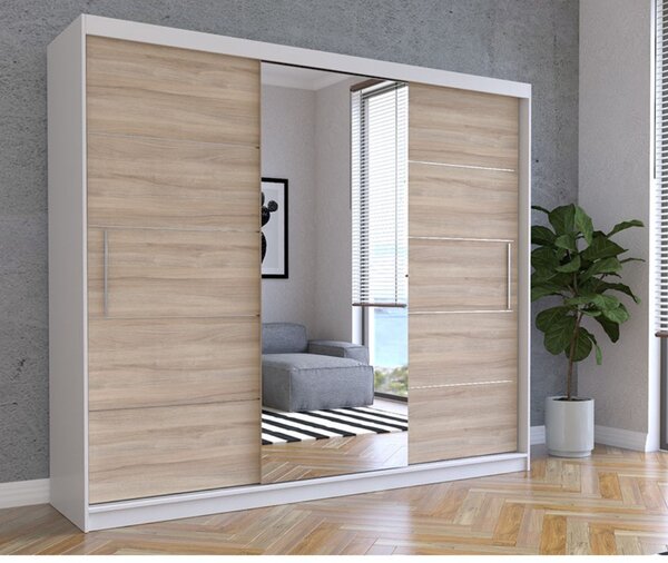 Dulap cu uși glisante și oglindă Alba (250 cm)