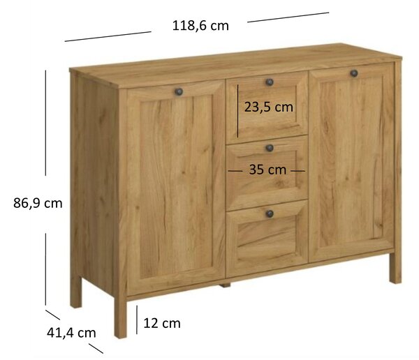 Comodă Keira 2D3S (Stejar craft auriu). 1052992