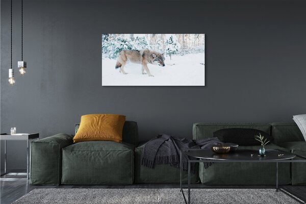 Tablouri canvas pădure de iarnă Wolf