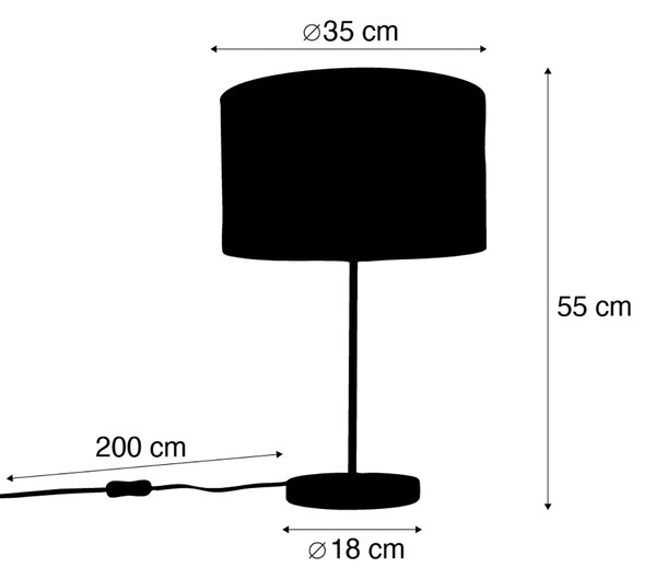 Lampă de masă din alamă cu abajur de catifea gri-maroniu 35 cm - Kaso