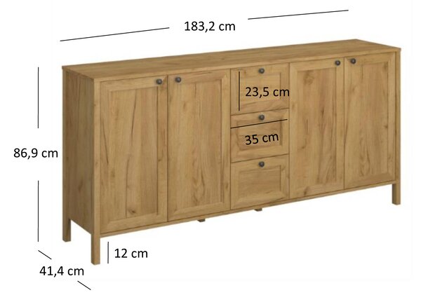Comodă Keira 4D3S (Stejar craft auriu). 1052993