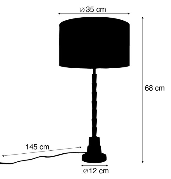 Lampă de masă bronz cu abajur de catifea verde 35cm - Pisos