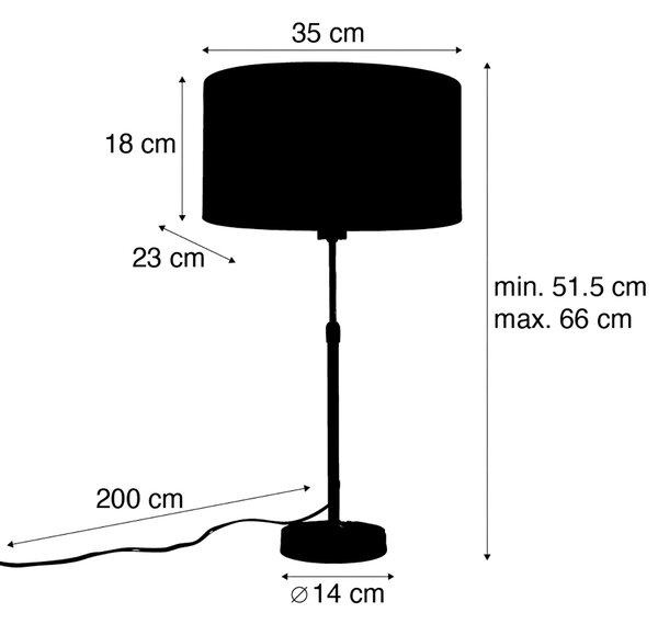 Lampă de masă bronz cu abajur oval din catifea cu design de frunze 35cm - Parte