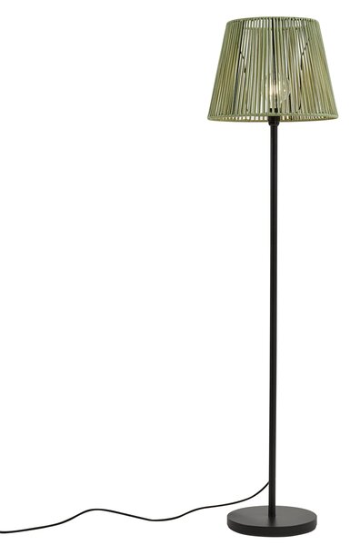 Lampă de podea de exterior neagră cu abajur din frânghie verde IP44 - Virginia Jayla
