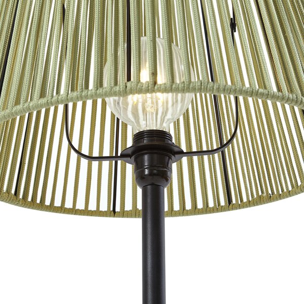 Lampă de podea de exterior neagră cu abajur din frânghie verde IP44 - Virginia Jayla