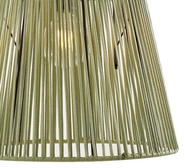 Lampa suspendată de exterior neagră cu abajur din frânghie verde IP44 - Cava Jayla