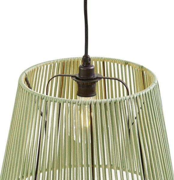 Lampa suspendată de exterior neagră cu abajururi din frânghie multicoloră cu 3 lumini IP44 - Cava Jayla