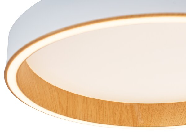 Plafonieră de design albă cu lemn 40cm incl. LED cu comutator cu 3 căi - Ingo