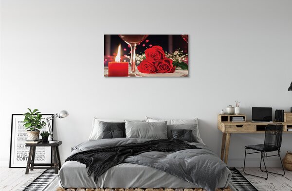 Tablouri canvas Trandafiri de sticlă lumânare