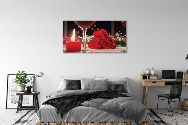 Tablouri canvas Trandafiri de sticlă lumânare