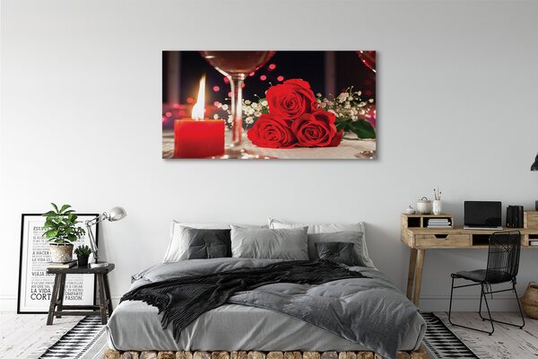 Tablouri canvas Trandafiri de sticlă lumânare