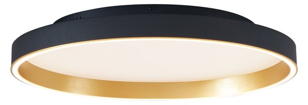 Plafonieră de design neagră cu auriu 60cm incl. LED comutator cu 3 căi - Ingo