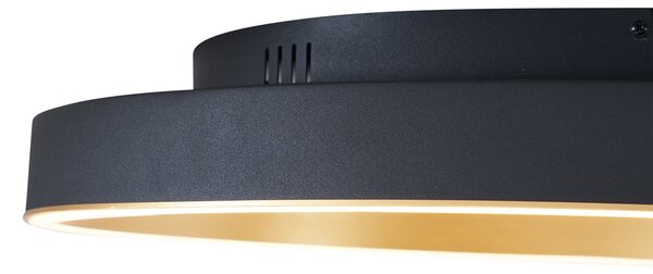 Plafonieră de design neagră cu auriu 60cm incl. LED comutator cu 3 căi - Ingo