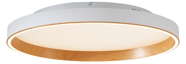 Plafonieră de design albă cu lemn 60cm incl. LED cu comutator cu 3 căi - Ingo