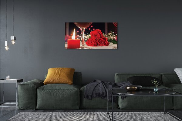 Tablouri canvas Trandafiri de sticlă lumânare