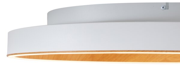 Plafonieră de design albă cu lemn 60cm incl. LED cu comutator cu 3 căi - Ingo