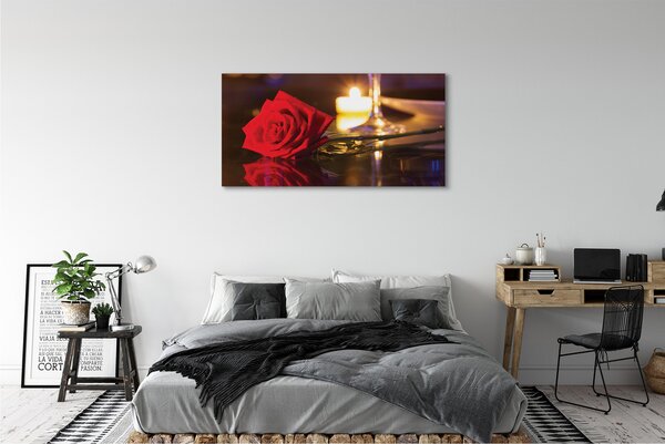 Tablouri canvas sticlă lumânare Rose