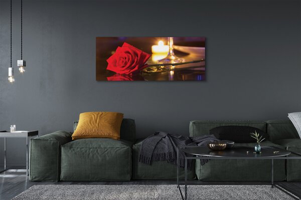 Tablouri canvas sticlă lumânare Rose