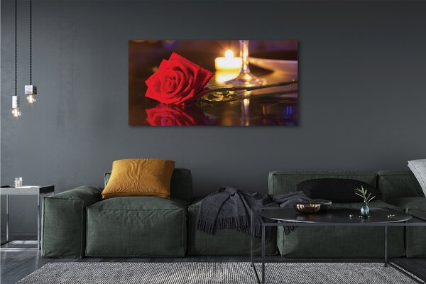 Tablouri canvas sticlă lumânare Rose