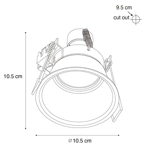 Set de 6 Spoturi încastrate moderne Negre cu auriu GU10 70mm IP44 - Dept