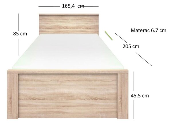 Pat matrimonial 160 cm Noella (Stejar sonoma) (fără somieră și saltea). 1053144