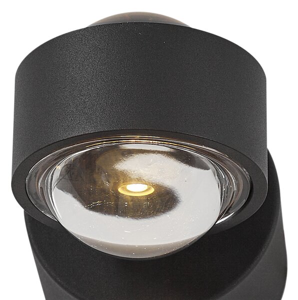 Lampă de perete de design neagră cu LED inclus IP44 - Lens